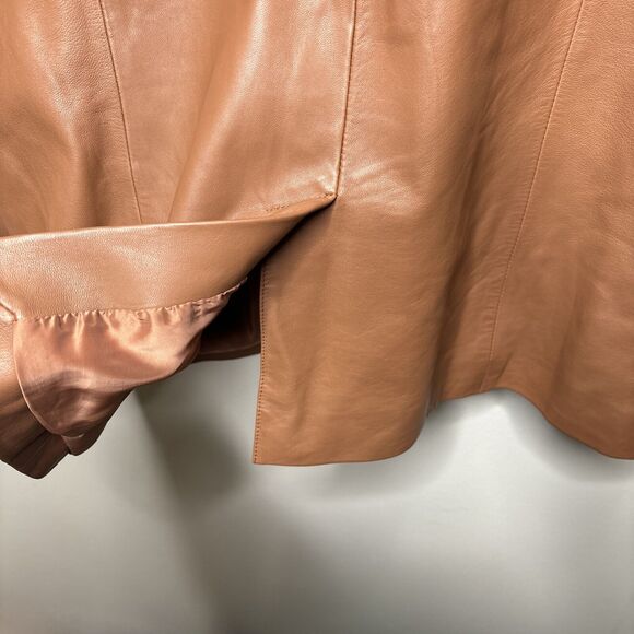 Lewit Leather Blazer Jacket Women's Size 1 Brown Single Button - Picture 16 of 16